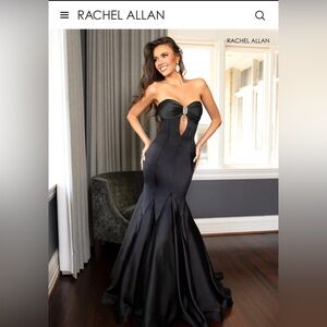 Rachel Allan Black Strapless Gown with Jewel Accent
